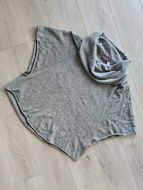 Cullen 100% Cashmere Lagenlook Quiet Luxury Cowlneck Poncho Shawl Sweater, Med